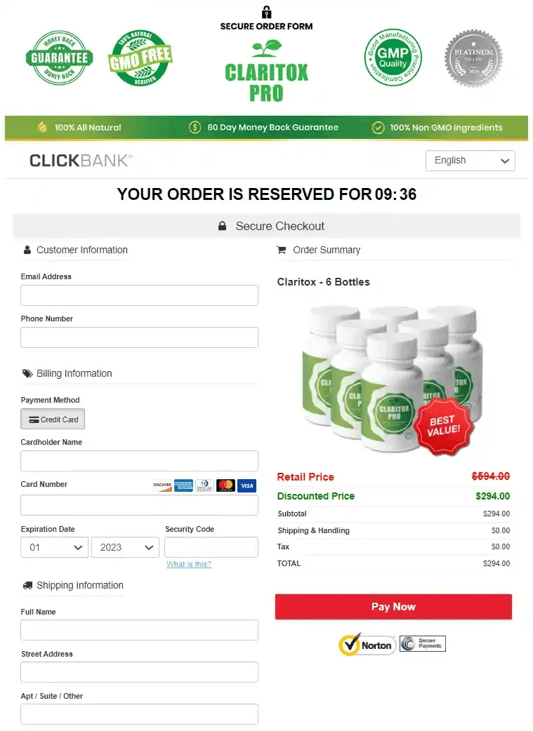 Claritox Pro Order Form